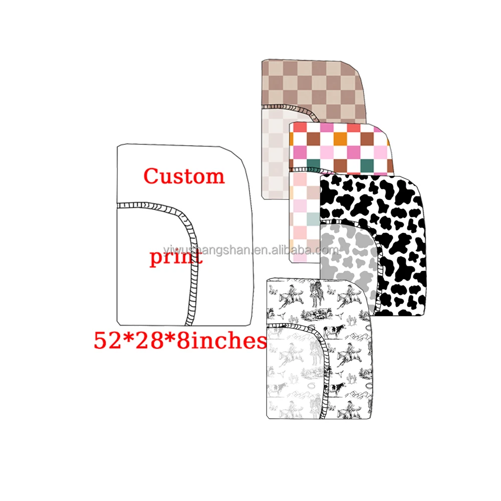 Customized OEM Casual Plaid Pattern Print Newborn Milk Silk Fabric Crib Sheets Toddler Baby Crib Sheet Fitted