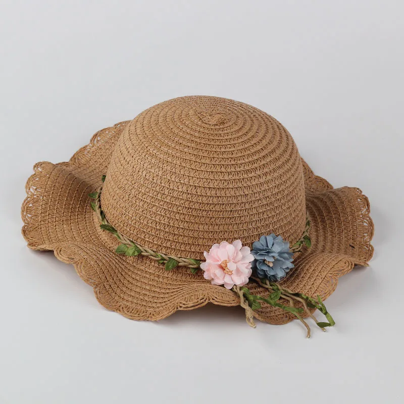 Лидер продаж на Amazon, оптовая продажа, индивидуальная соломенная шляпа для маленькой девочки, красивые женские американские соломенные шляпы с натуральной травой и цветами