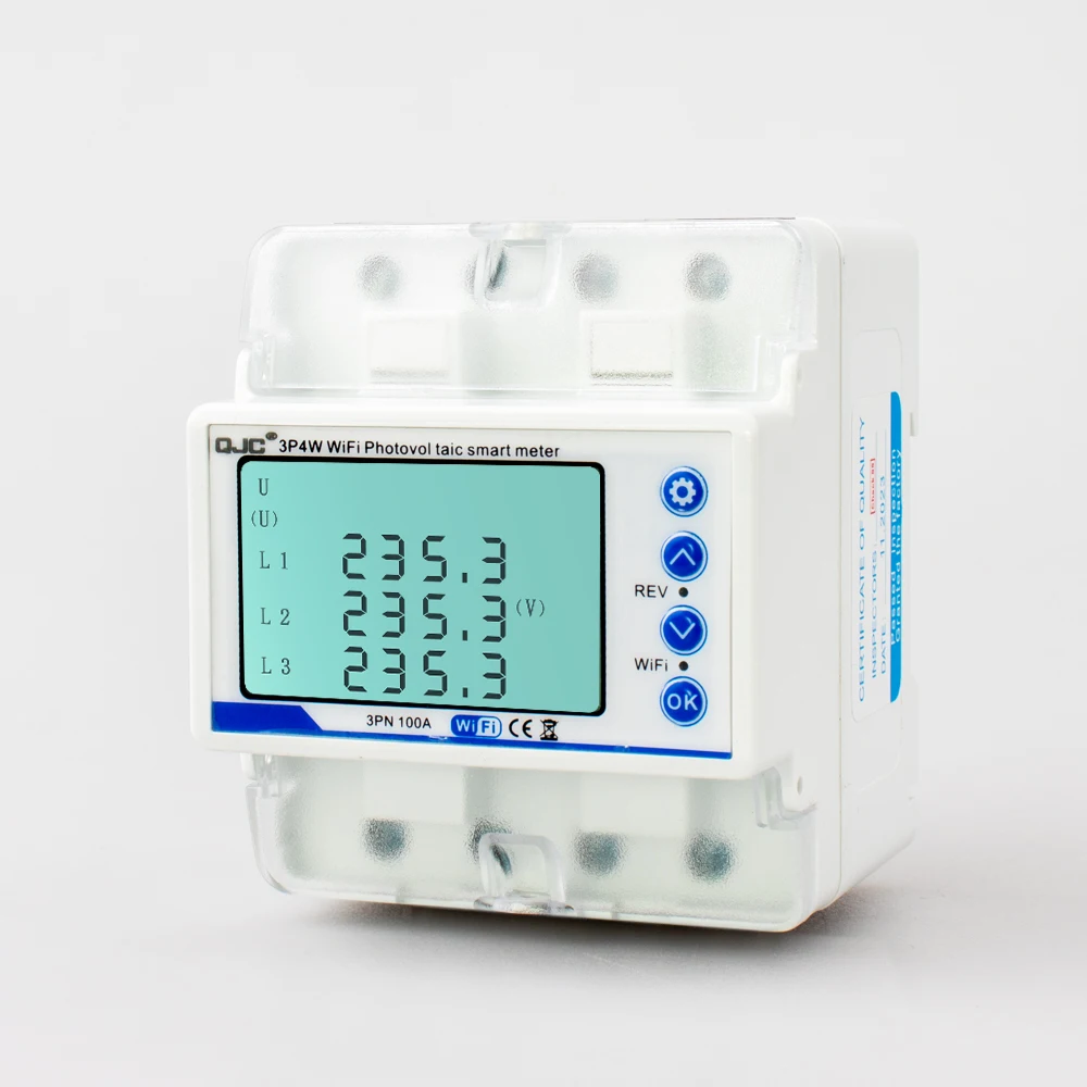 QJC  solar power bidirectional metering WiFi Phototaic smart meter Tuya WiFi 3P Photovoltaic 3Phase Meter