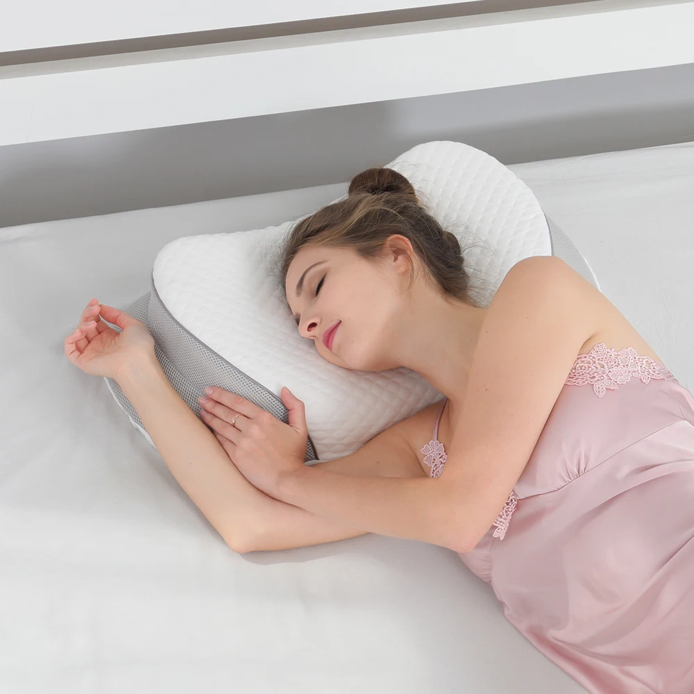 Saien Factory OEM Accepted 2022 New Design Luxury Double Layer Memory Foam Pillow Deep Sleeping Neck Pillow