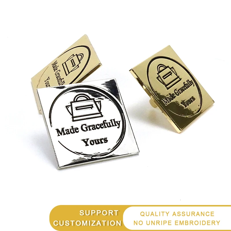 Light gold female bag hardware zinc alloy sign  metal logo accessories for bags 36*36mm