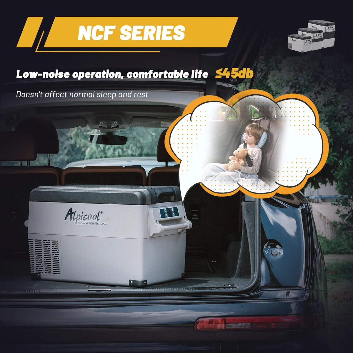 NCF55 52L mini Portable camping electronic control Car Fridge Compressor Cooling AC to DC refrigerator for camping travel