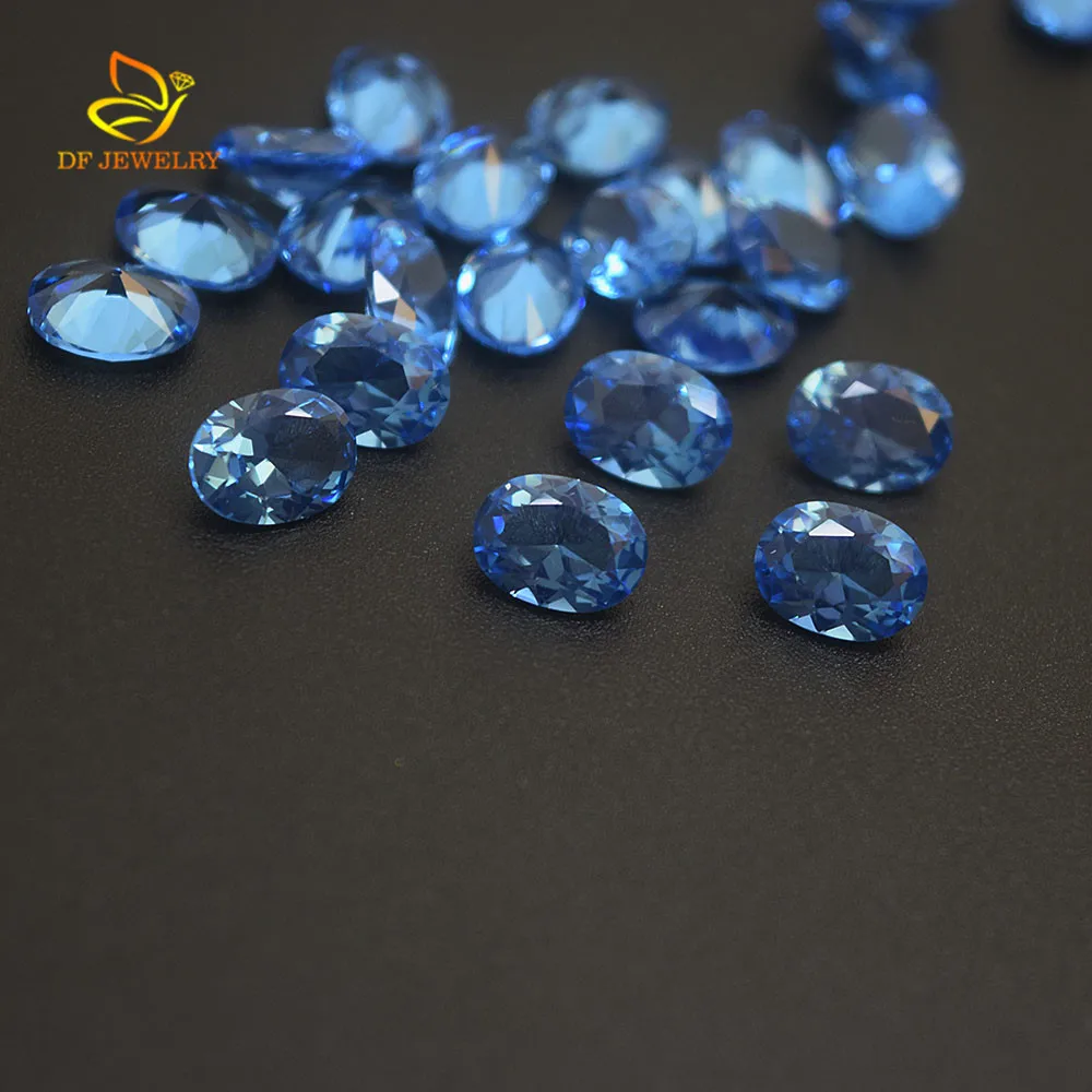 
High Temperature Wax Setting Blue Oval Cut Synthetic Nano Gems 