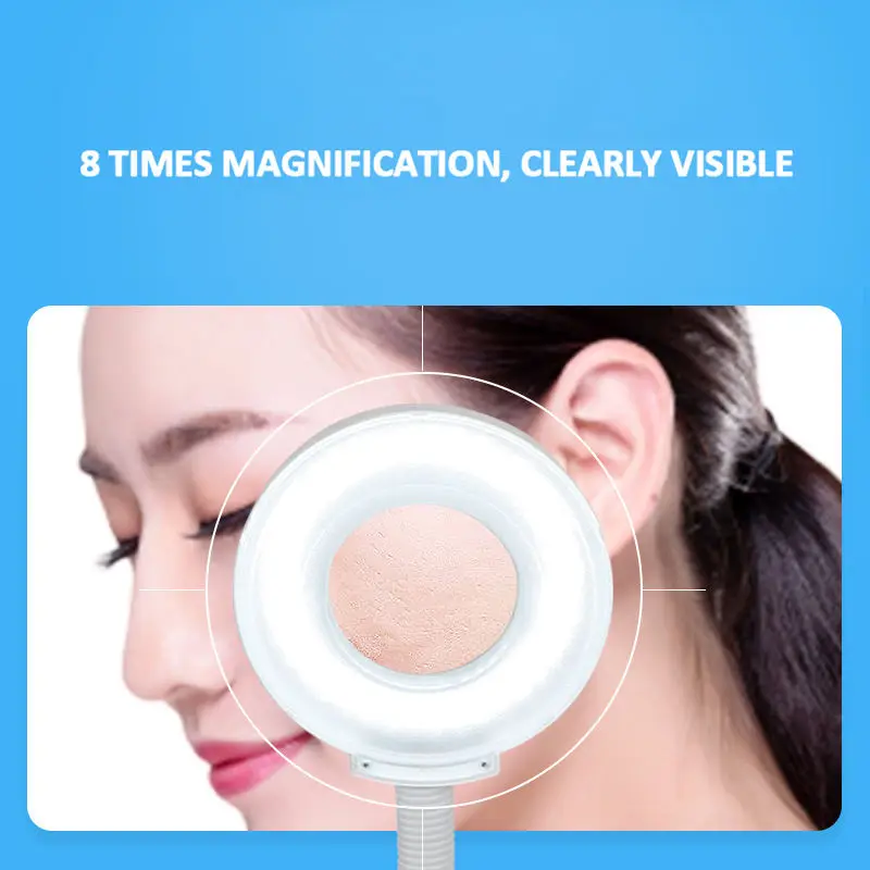2023 Beauty skincare salon magnifying floor magnifier glass lamp led light with 8X magnifying glass