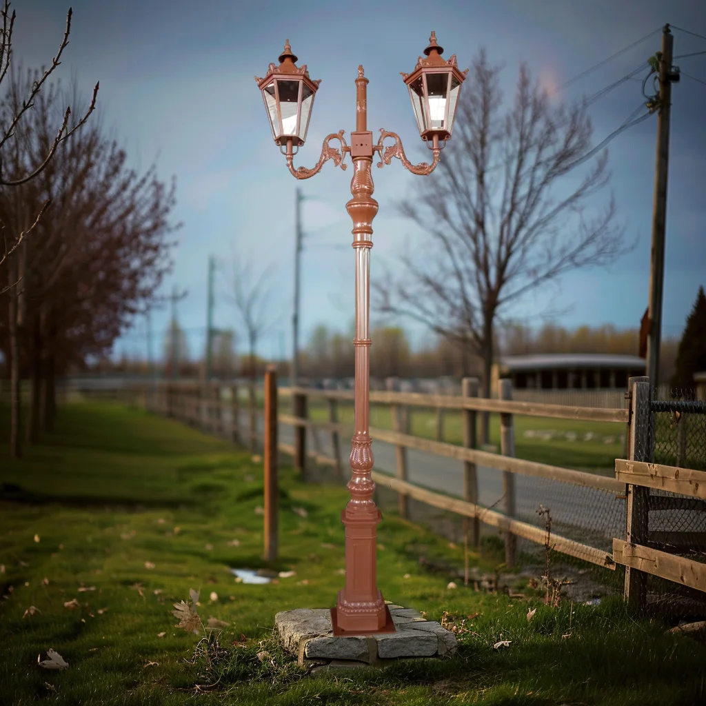 ZOMI Outdoor Lighting Pole Landscape Lawn Waterproof European style garden light Double Arms Pole Light