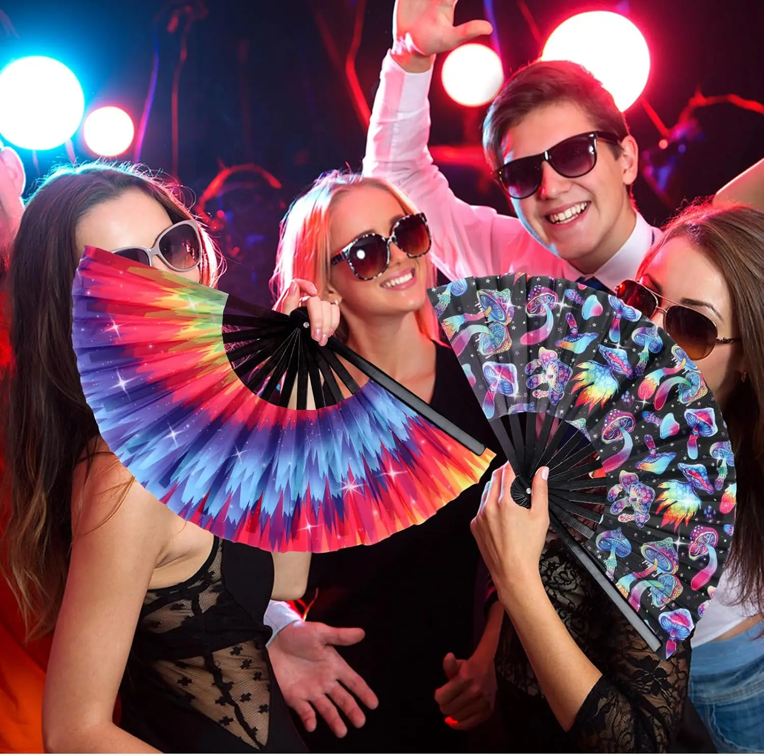 Personalized big clack fan  Kong Fu Fan large rave hand held fan for events celebrations party club