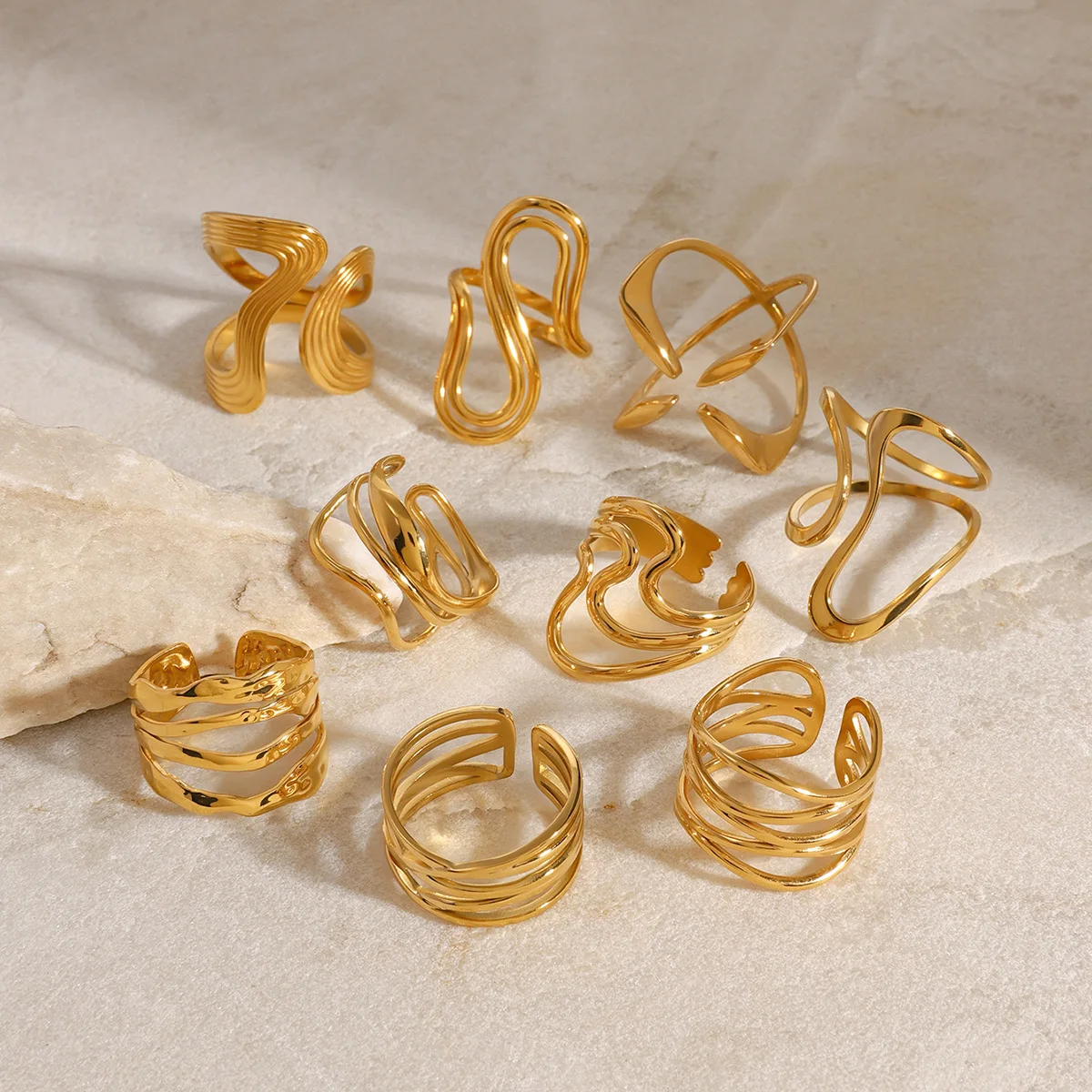 Gold rings set for women girls jewelry designer rings