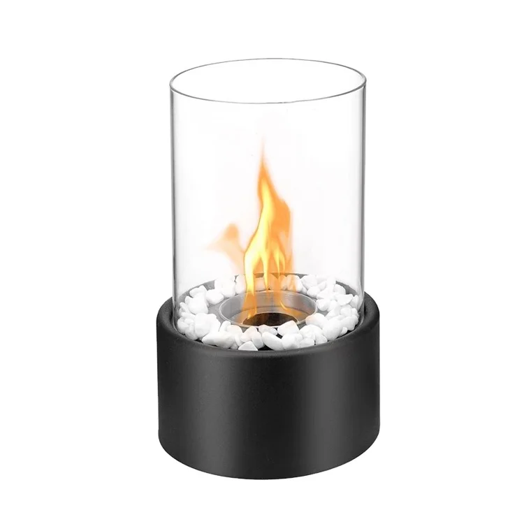 Fast Delivery High Structure High Quality Round Glass Table Top Stainless Steel Freestanding Ethanol Fireplace