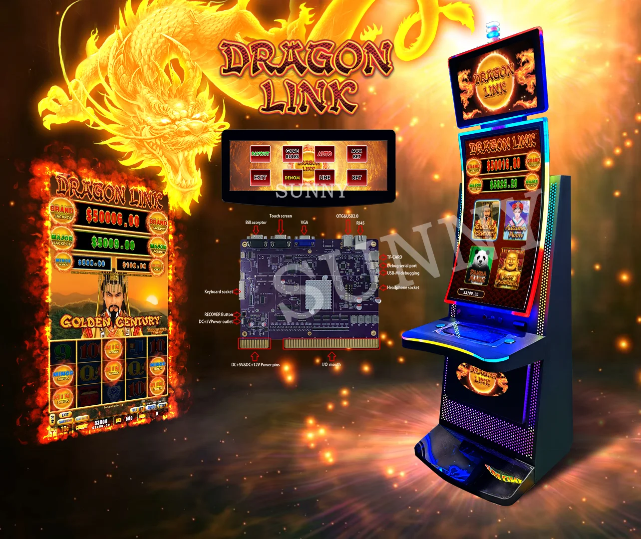 Dragon link 4in1 jamma multi game boards/HET multigames for gaming machines/video games board for gaming machines
