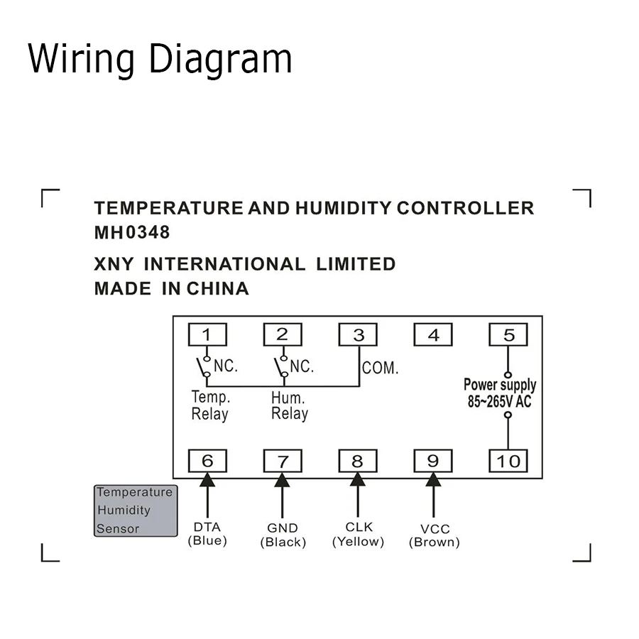 MINI Size Digital temperature Humidity control controller with 3M Cable and Sensor, 1 Temperature and 1 Humidity Relay Output
