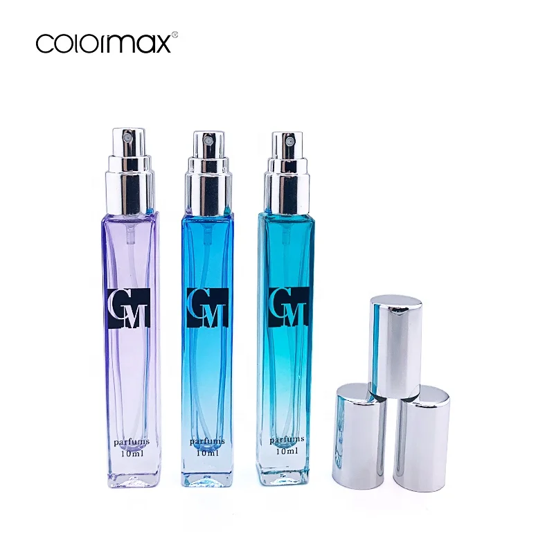 stock 10ml Square Perfume Spray Glass Bottle 10 Ml Rectangular Thick Bottom Refillable Glass Spray Roller Bottle For Perfume