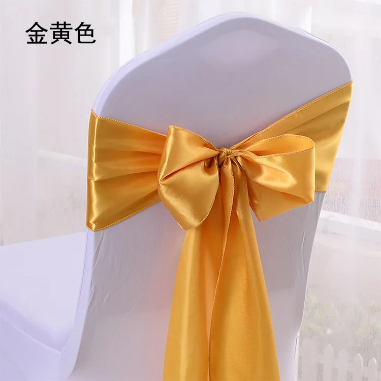 Newest Style Flower Ribbon Bows Green Satin Chair Sash Cheap Wedding Chair Sash