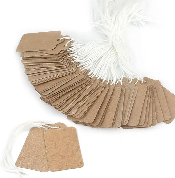 Recyclable Kraft Paper Hang Tags with String Price Display Tags for Jewelry Clothing Products Bag Parts & Accessories