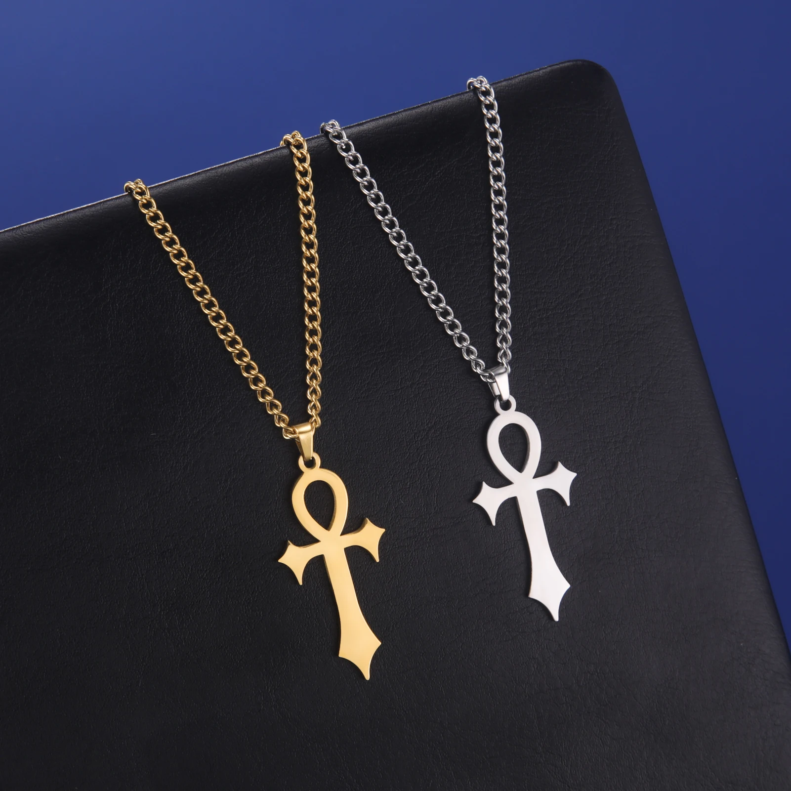 Crosses Ankh Pendant Necklace Stainless Steel Vintage Amulet Necklace For Women Trendy Egypt Talisman Jewelry Wholesale