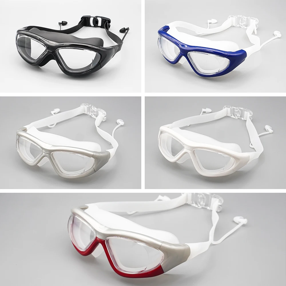 Low Moq Funny Professional Strong Lenses Swimming Goggles High Quality Competition Adult Swim Goggles with Ear Plugs