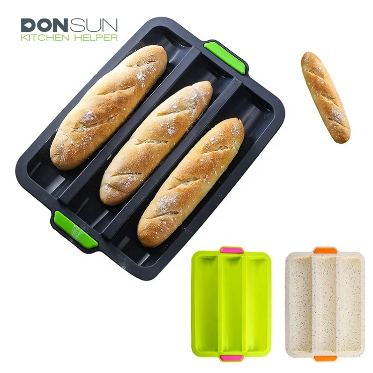 3 Loaf Non-stick silicone french bread baking pans Silicone Baguette Pan