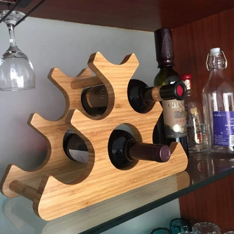 
Amazon Hot Selling Home hexagon Geometry 6 Bottles Natural Eco-friendly Bamboo Modular Wine Rack for Storage 