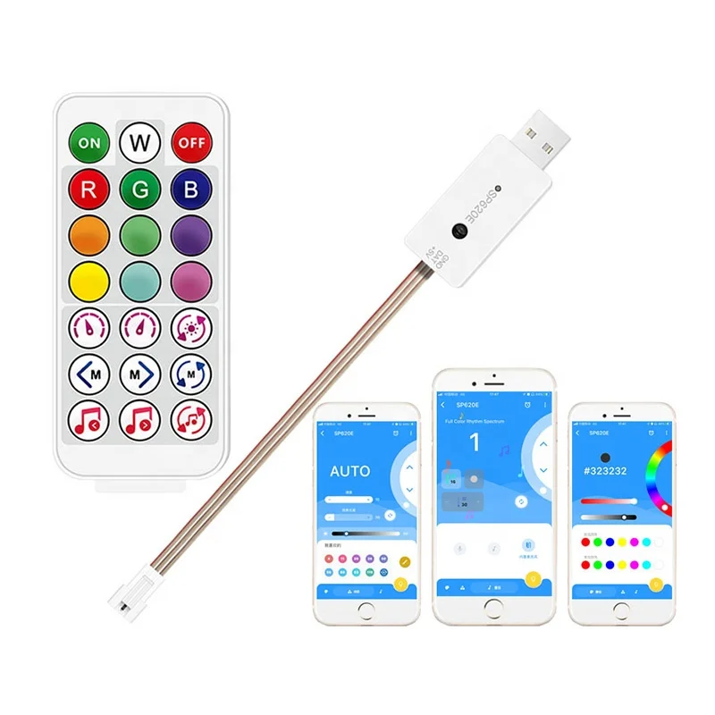 SP620E DC5V USB LED Controller IR Remote Mini LED Controller for WS2812B WS2811 etc Pixel Strip Light