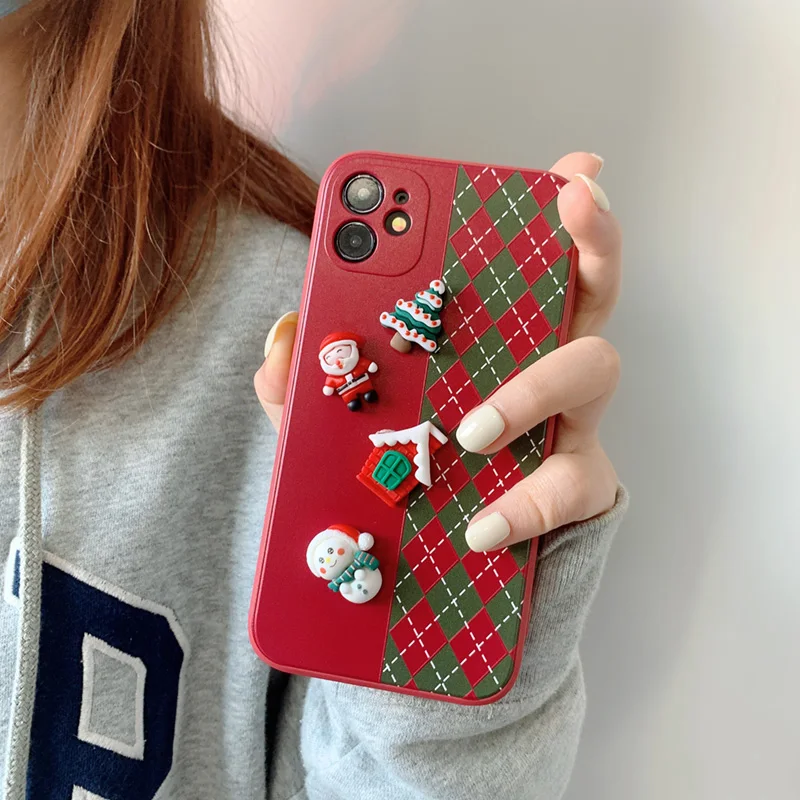 3D Doll Cartoon Christmas Deer Phone Case TPU PC With Aluminum Sheet Sublimation Blanks Phone Case For xiaomi