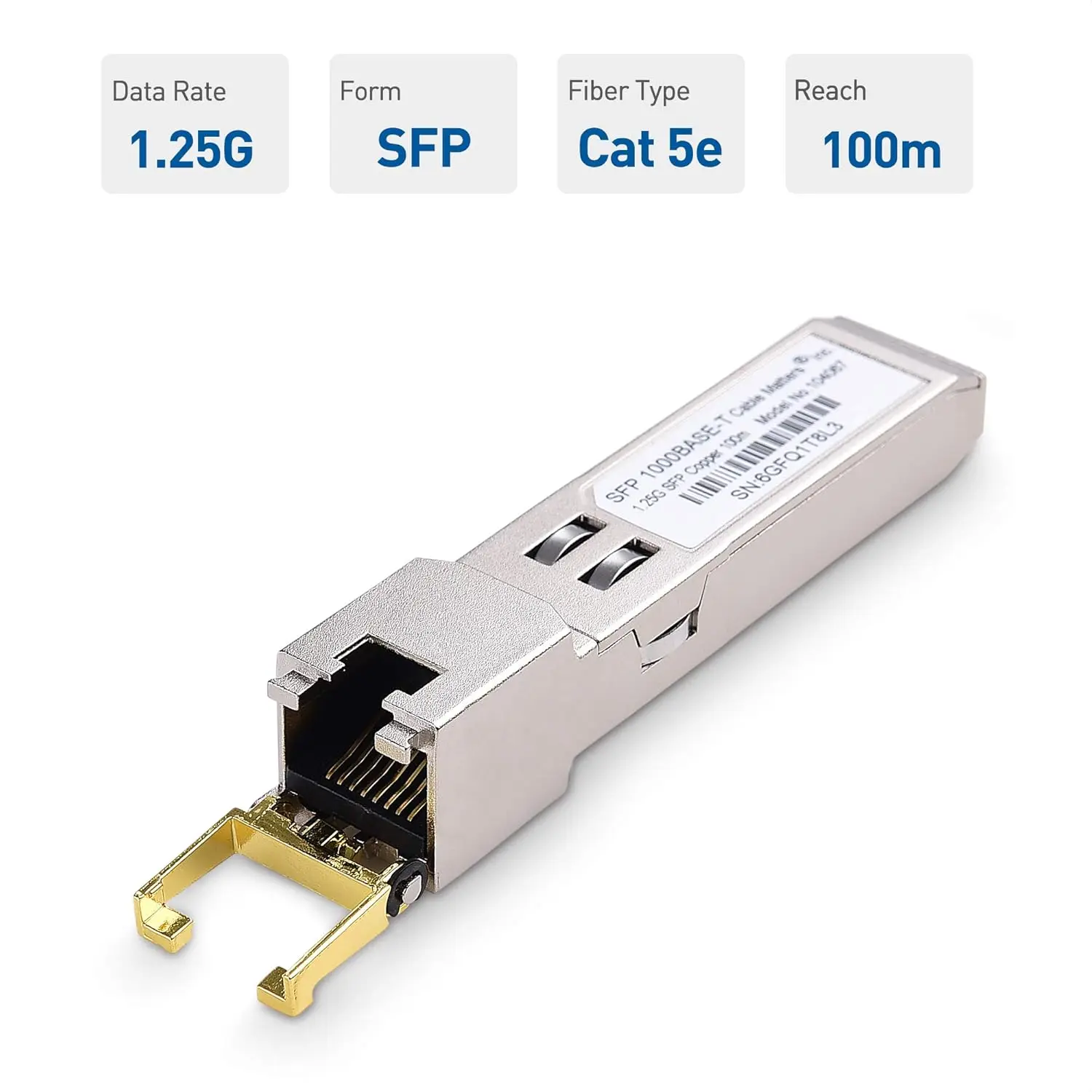 10Gtek 1.25G SFP-T, 1000BASE-T Copper SFP, SFP to RJ45 SFP Module Gigabit SFP to RJ45 Copper Ethernet Modular Transceiver