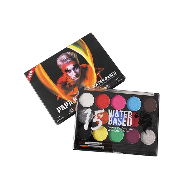 Customized 15 Colors Water-Based Long Lasting Neon Face & Body Paint Palette Halloween Makeup Non Toxic Washable Face Paint