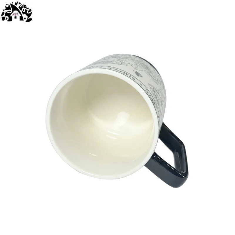 Creative vintage rose garden tall ceramic cup French high value coffee mug