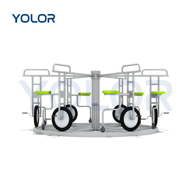 The Playground Is Equipped With High-Quality Multi-Person Bicycles For Kindergarten Children