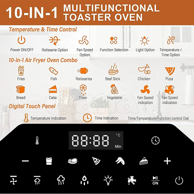 QANA Smart WIFI APP Silver Crest Steam Air Oven Digital Fryer air fryer custom oil free deep fryer oven friggitrice ad aria