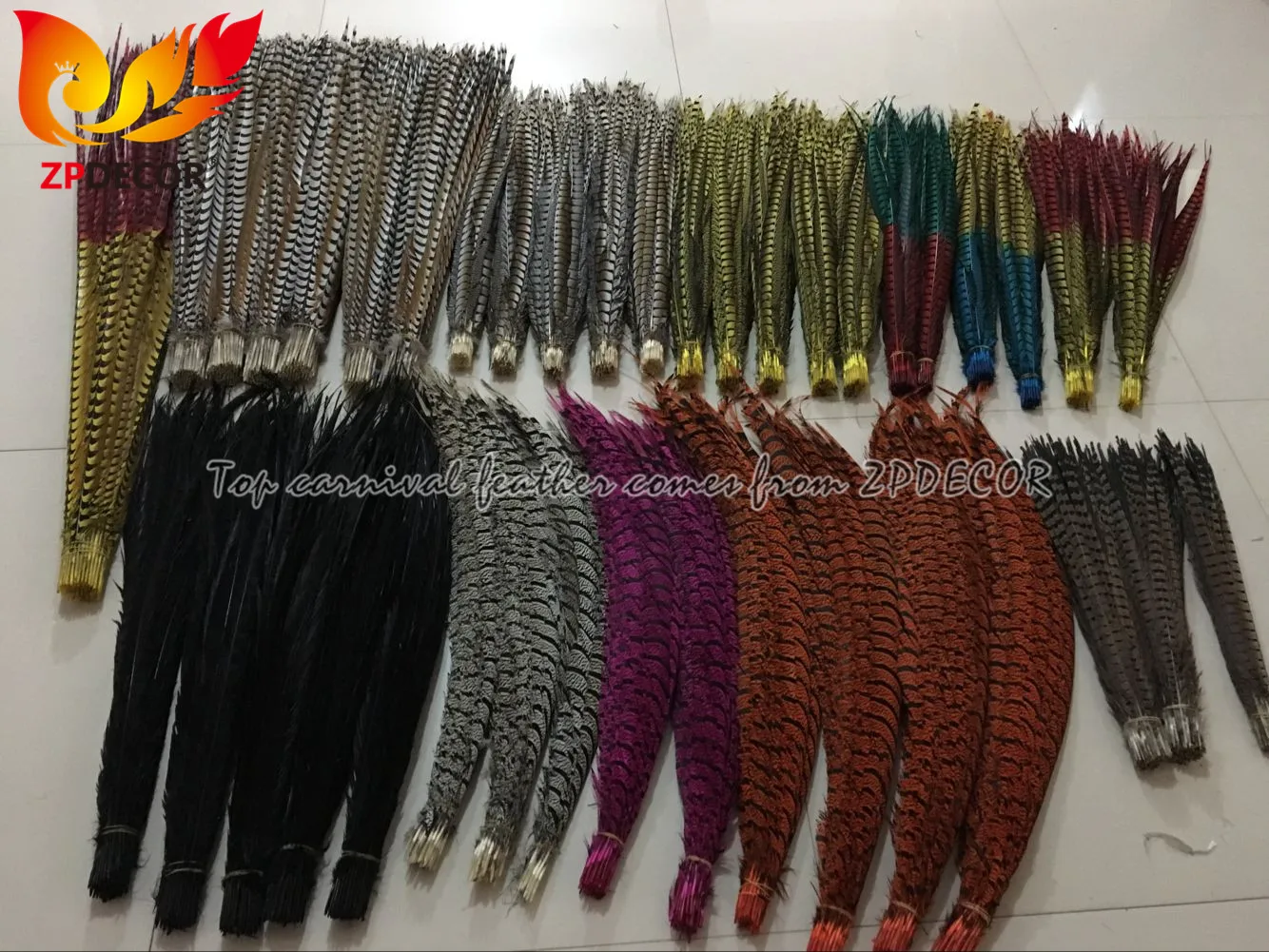 ZPDECOR Real Shipping to Customer Mix Size and Colors Lady Amherst Pheasant Tail Feather for Carnival Costumes Design