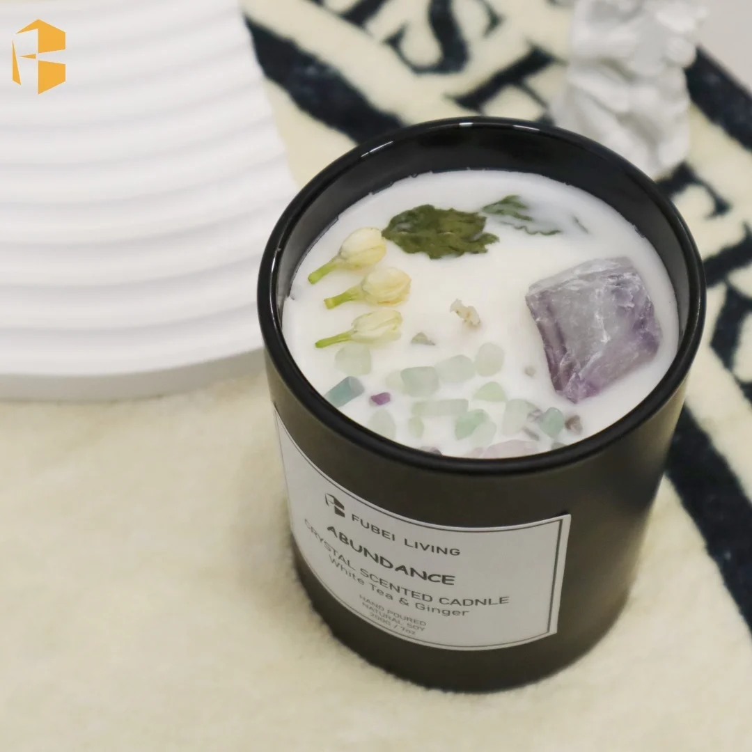 2024 Essential Oils Home Decor Natural Crystal Scented Candles Dried Flower Soy Wax Candle