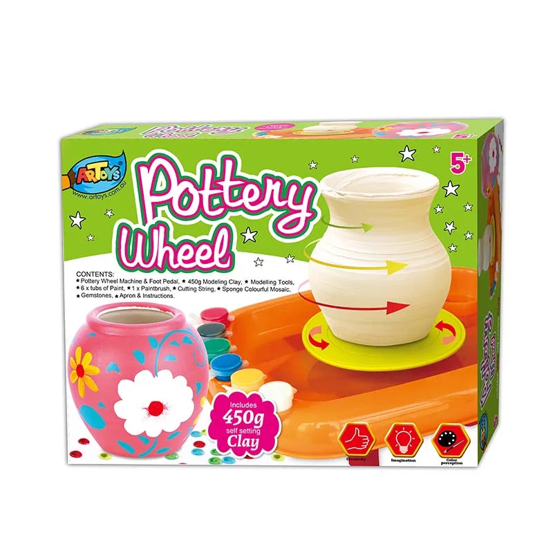 Education diy clay paint tool craft ceramic pottery wheel toy kit for kids beginner