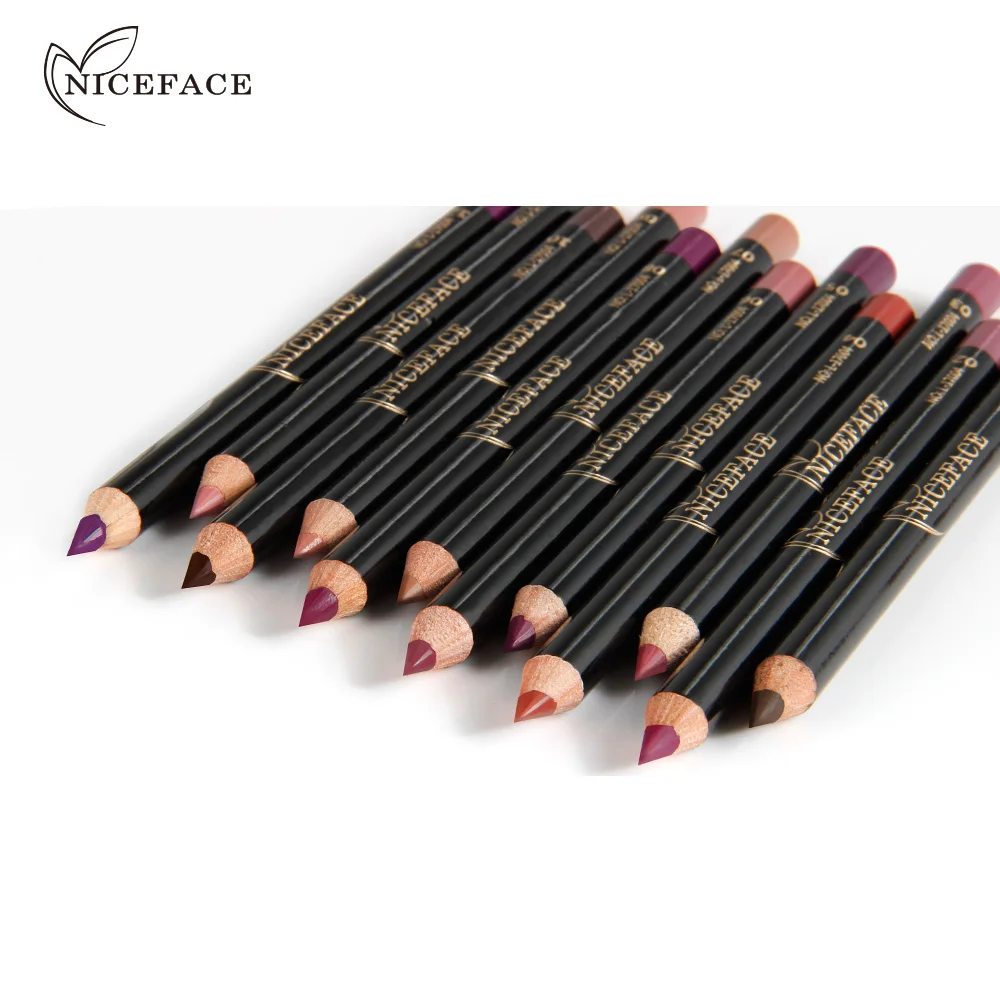 Niceface для губ подводка карандаши макияж Длительное Действие пигменты водонепроницаемая матовая 12 видов цветов губная помада ручка