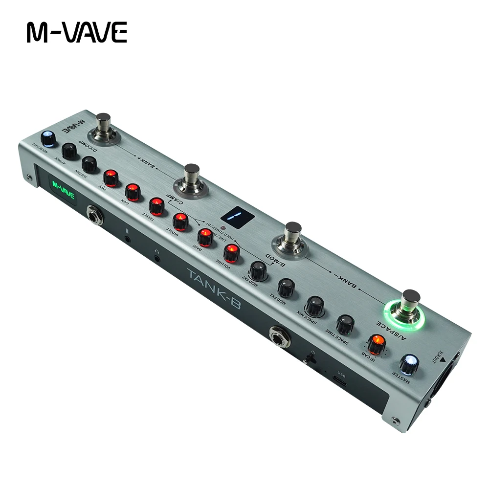 M-VAVE Tank-B Multi Effect Pedal for Bass 36 Presets Editable Built in Rechargeable Battery