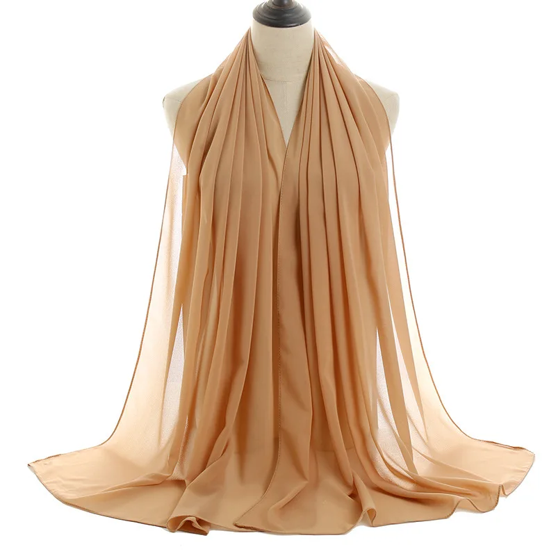 Custom Instant Neutral Premium Chiffon Hijab Solid Color Muslim Scarf Women Maxi Pearl Chiffon Hijab