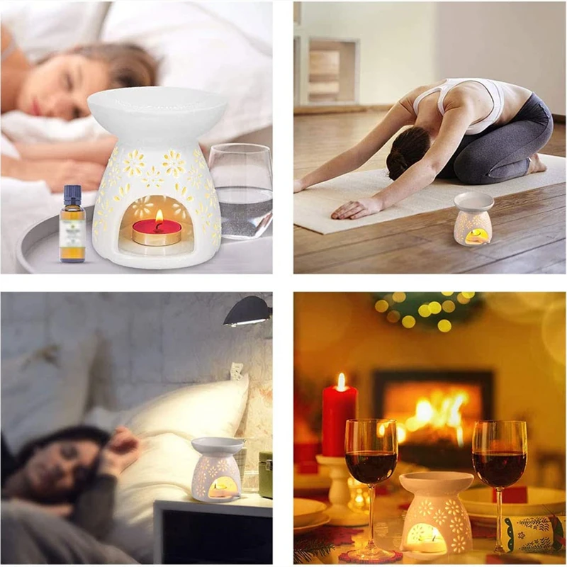 Ceramic Tea Light Holder Wax Melt Warmer Multi-Function Candle Wax Warmer Fragrance Warmer Aromatherapy Essential Oil Burner