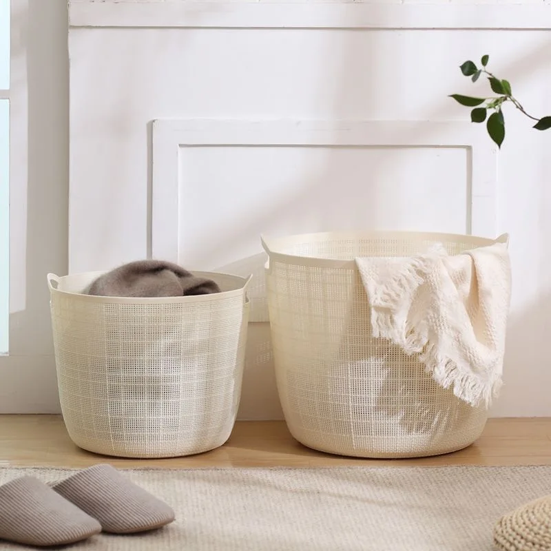 Woven plastic storage basket, 3-color  white  grey  blue woven storage box