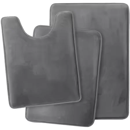 Factory Wholesale Soft PVC Rubber Microfiber Memory Foam Bath Mat Set 3 Pc Toilet Rug Shower Mat Absorbent Bathroom Features