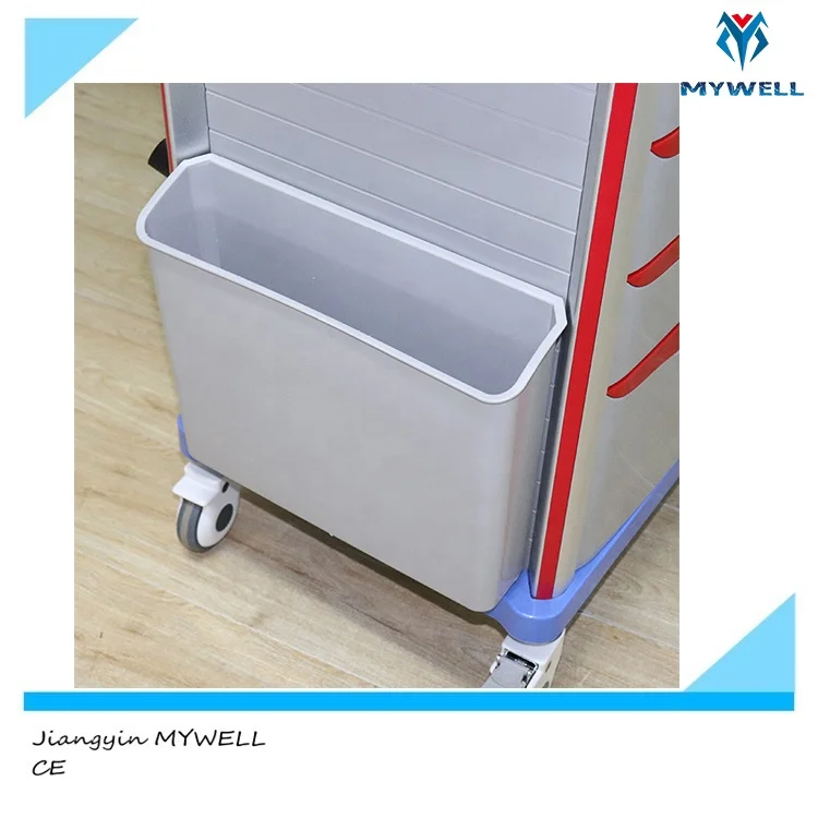 Medical Hospital Stainless Steel ABS Emergency Medical Trolley Cart