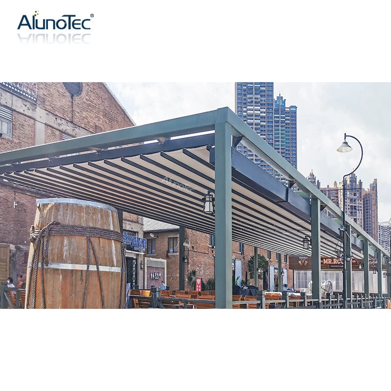 High-Quality Outdoor Solar Garden Gazebo Aluminum PVC Retractable Roof Carport Canopy Pergola Awning