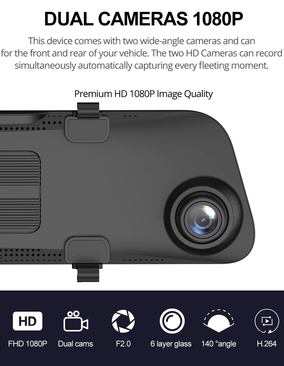 12 Inch Dual Lens Dash Cam 4G 1080P WIFI  GPS navigation car camera redorder dvr with ADAS