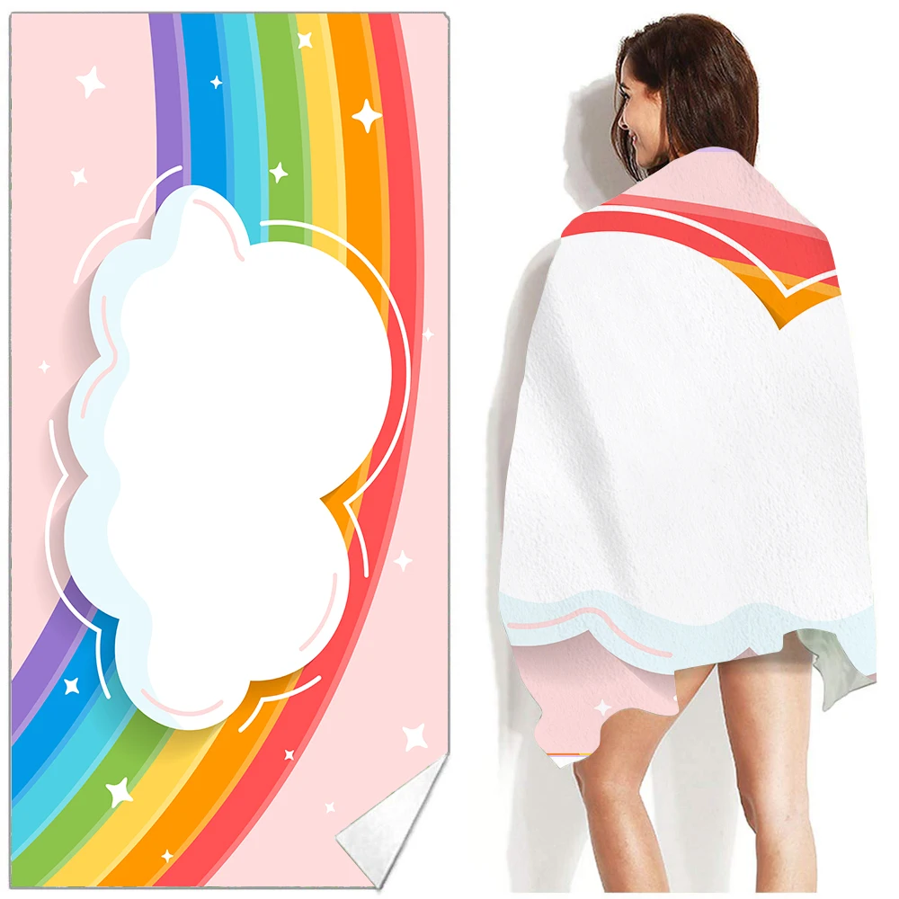 Factory Wholesale Rainbow Summer Swim Beach Towel Waterproof Microfiber Custom Large Quick Dry Bath Towel