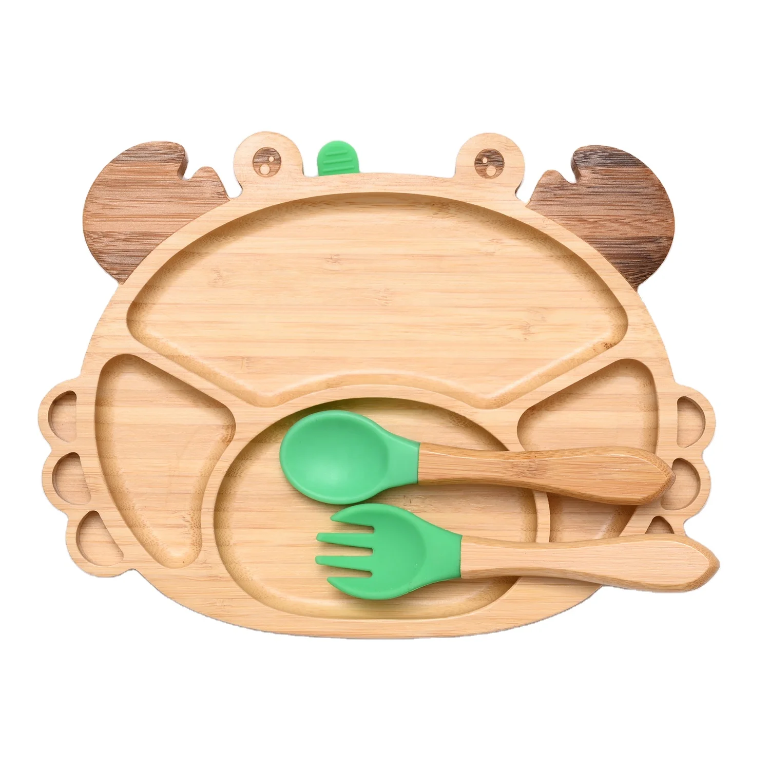 Cute Animal Appearance Crab Shape Platter for Children Bamboo Kids Plates Bamboo Plates Baby Kids Hot Sale Round Wood Plate