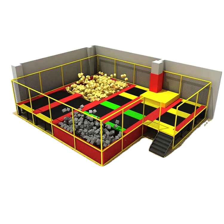 commercial small foam pit  ninja course kids indoor trampoline