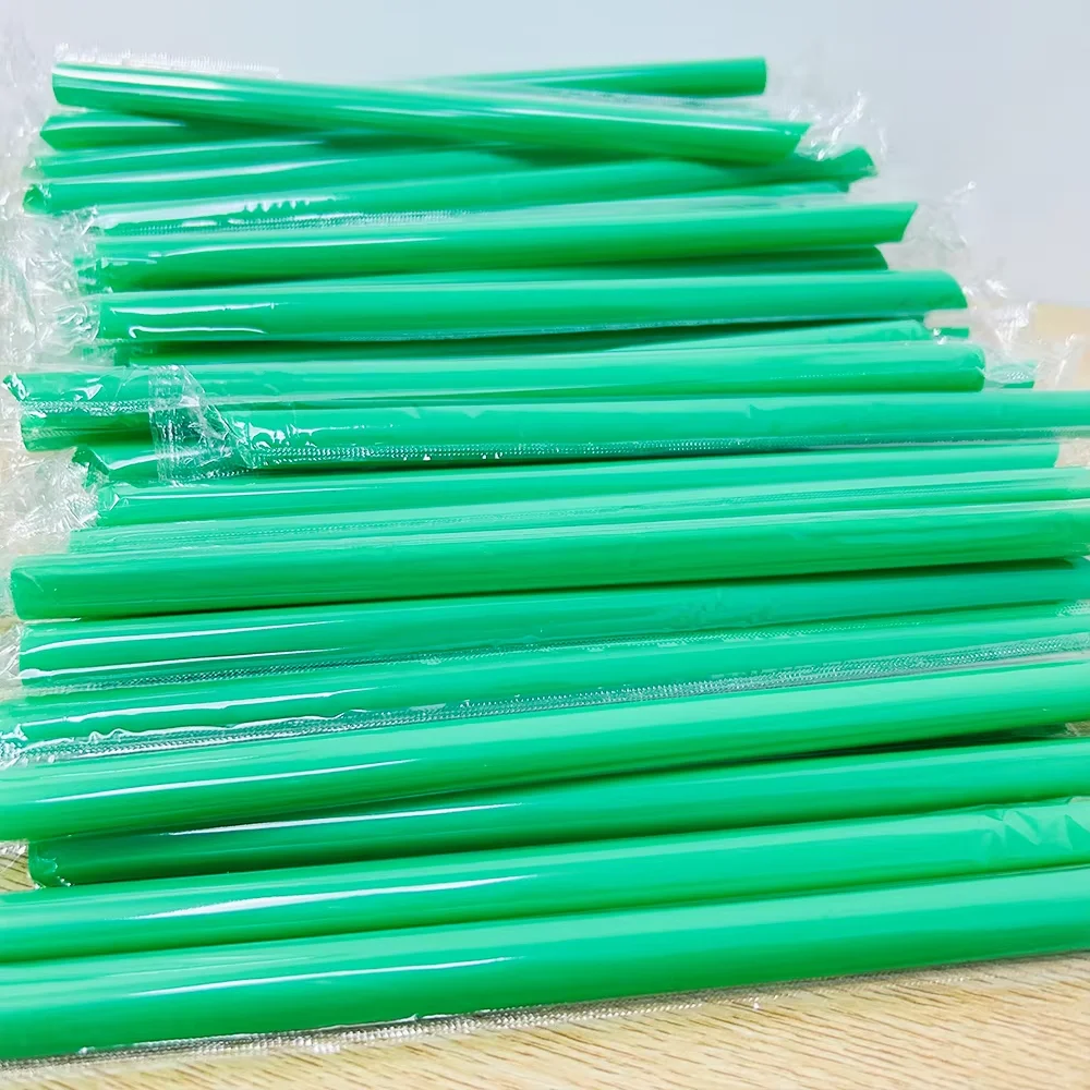 230 mm Colorful PP plastic Straw Customized Logo Printing Party Supply Disposable Bubble Tea Straw Plastic Drinking Straw