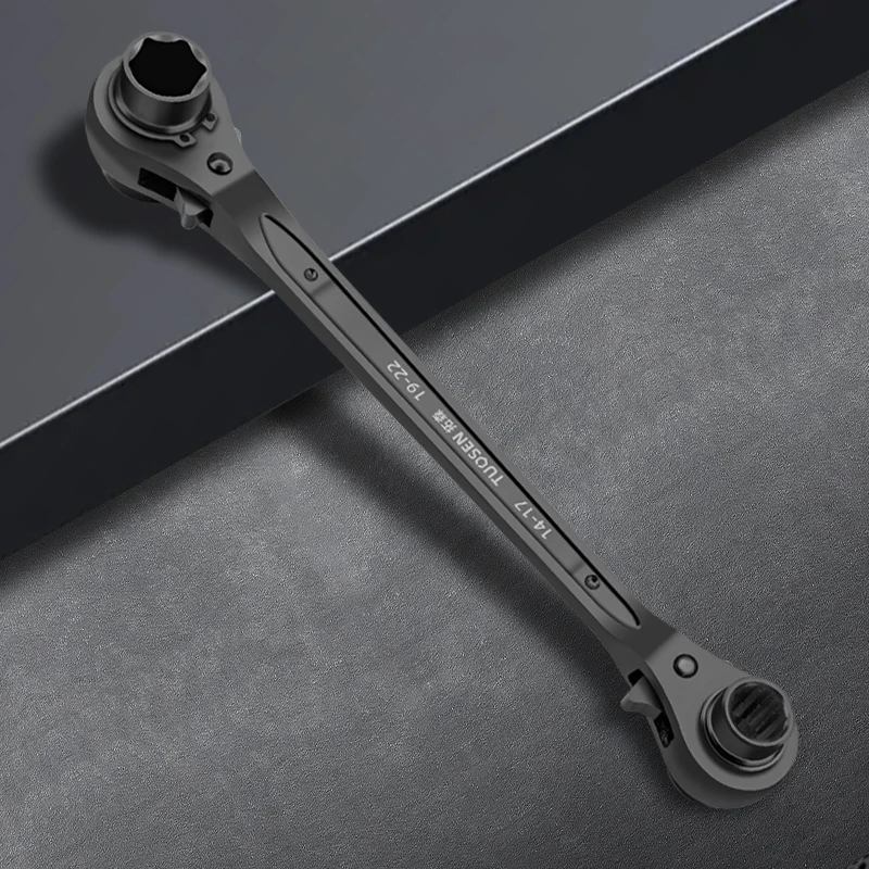 Black Carbon Steel Ratchet Wrench with Pointed Tail Chrome Finish for Industrial & DIY Customizable OEM Scaffold Wrench