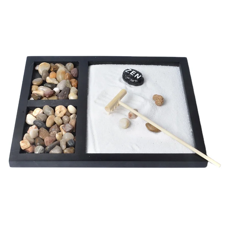 Изготовленный на заказ поставщик подарков три решетки песок японский мини-сад для домашнего декора