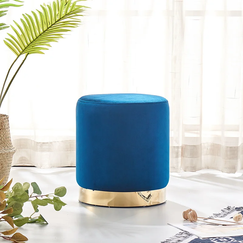 Stool New Sale Dining Round Modern Indoor Home Foot Step Living Room Furniture Metal Chairs Ottoman Velvet Luxury Gold Stools