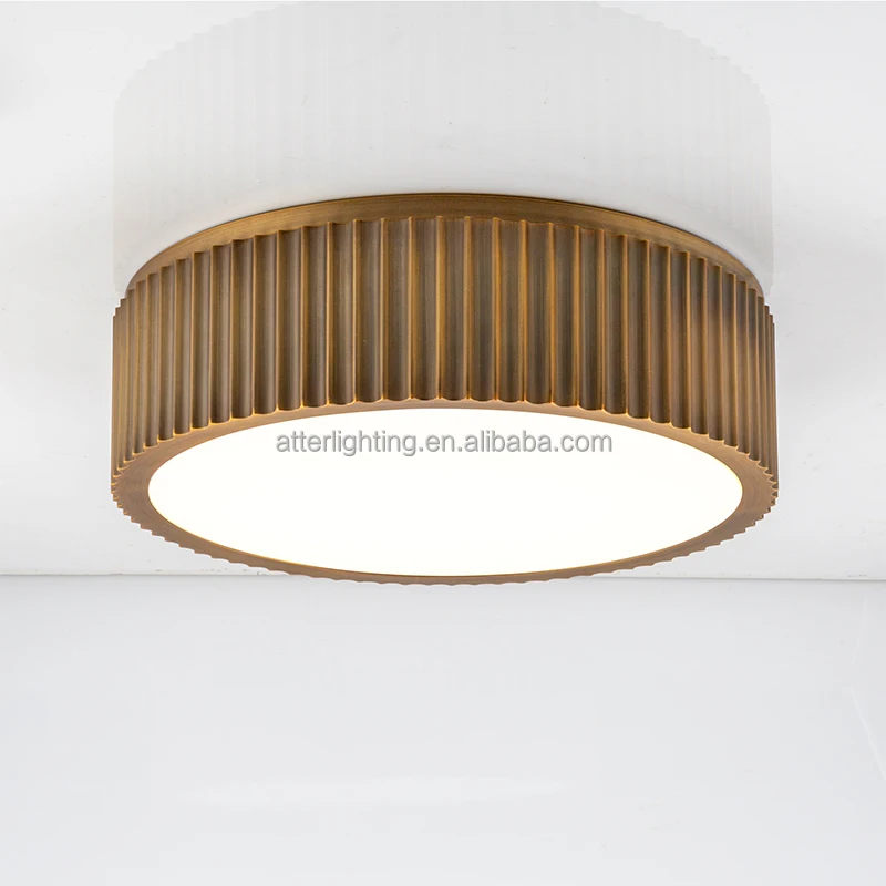Nordic New Arrival 24W Light 2700K Integral LED Copper Ceiling Light With Opal Matte Glass Shade