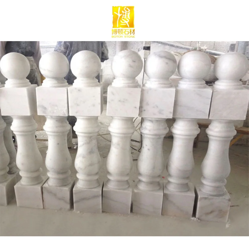 BOTON STONE Chinese Guangxi White Marble Stair Balusters Villa Modern Railing Stairs Marble Balustrade