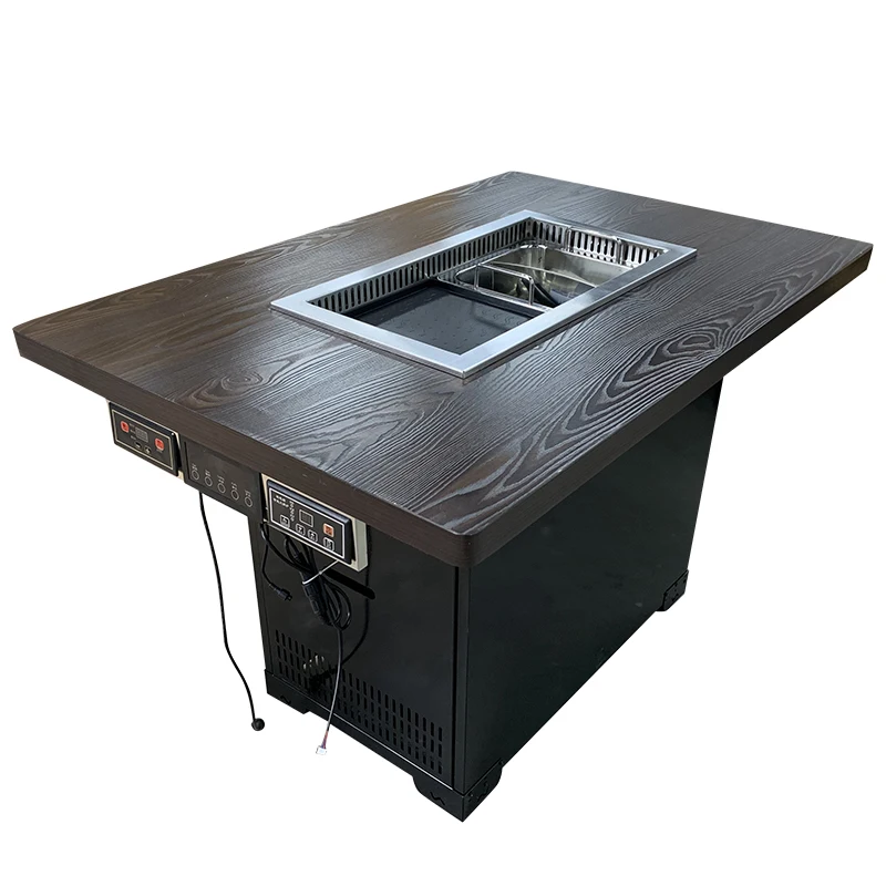 Worldwide Intelligent Smokeless Stainless Steel Pot Desktop Rock Plate Electric Roaster And Hot Pot Table
